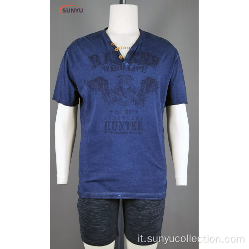 T-shirt manica corta in jersey in cotone da uomo